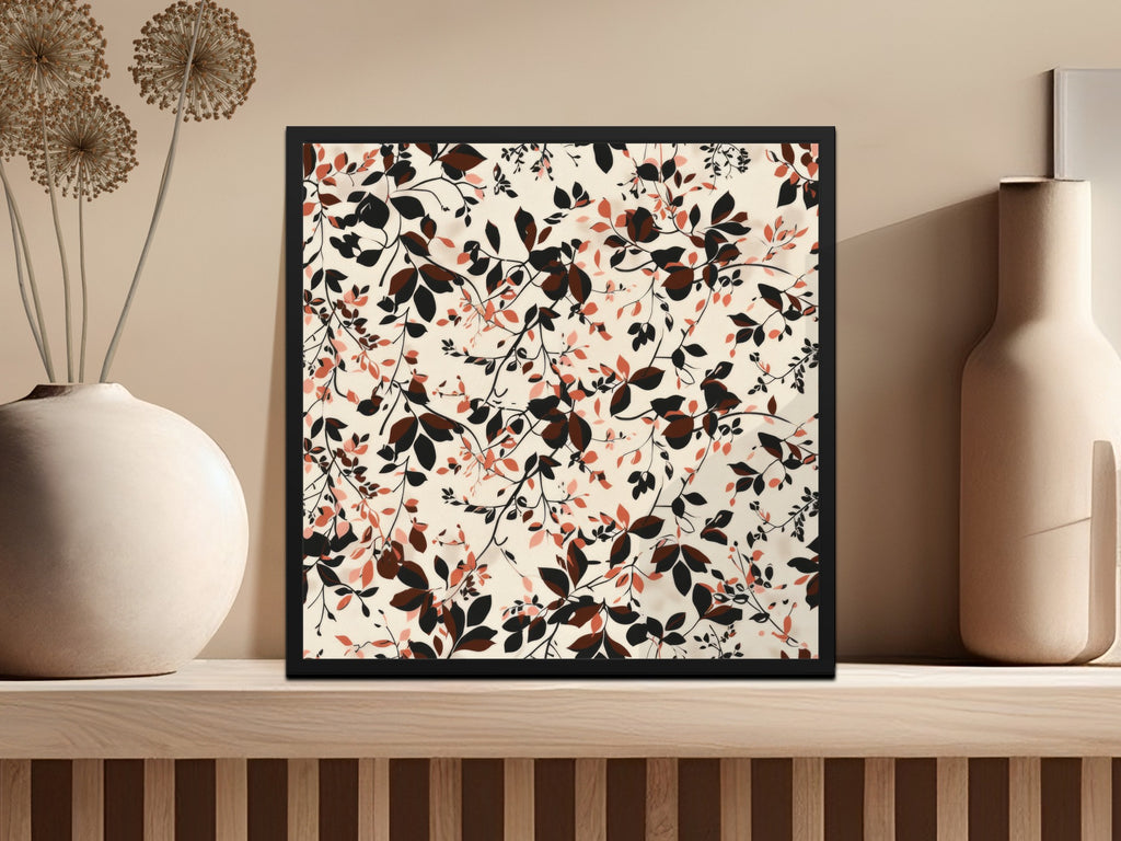 Elegant Botanical Black Red Floral Art Print
