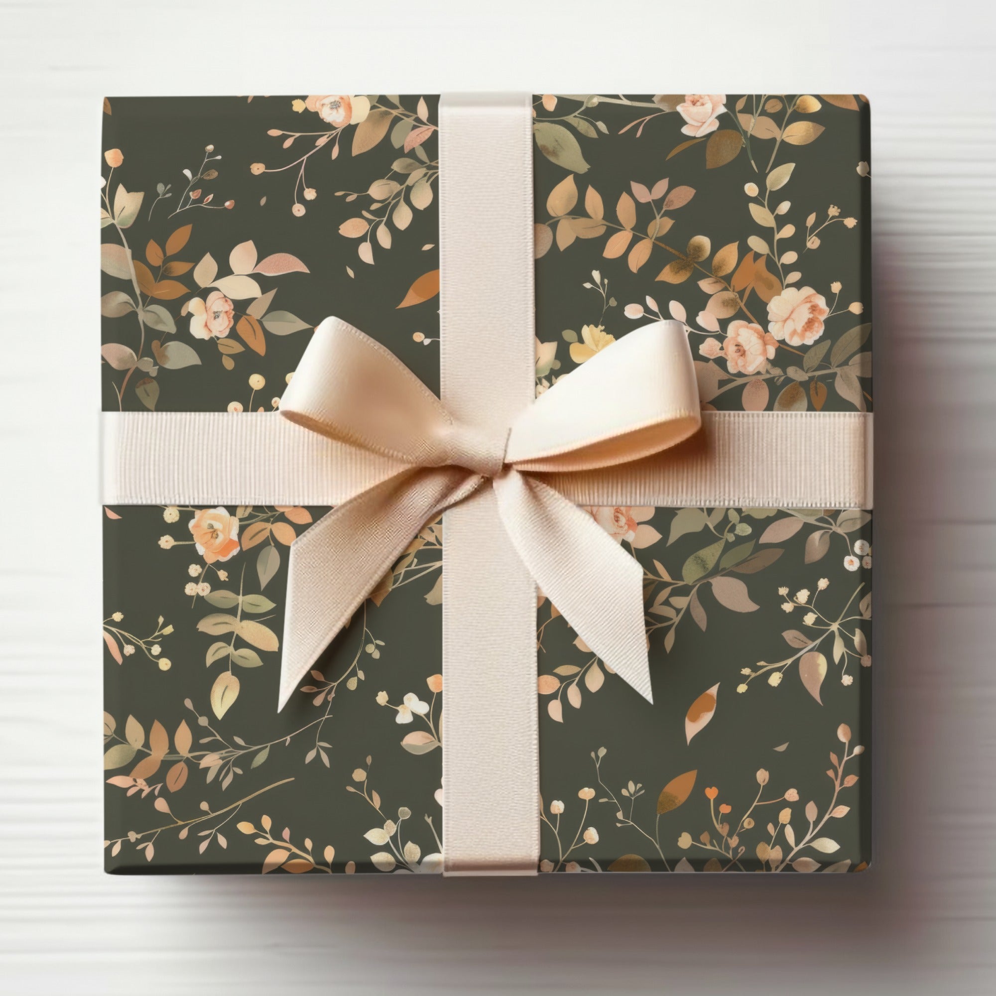 Elegant Floral Gift Box with Beige Ribbon Product