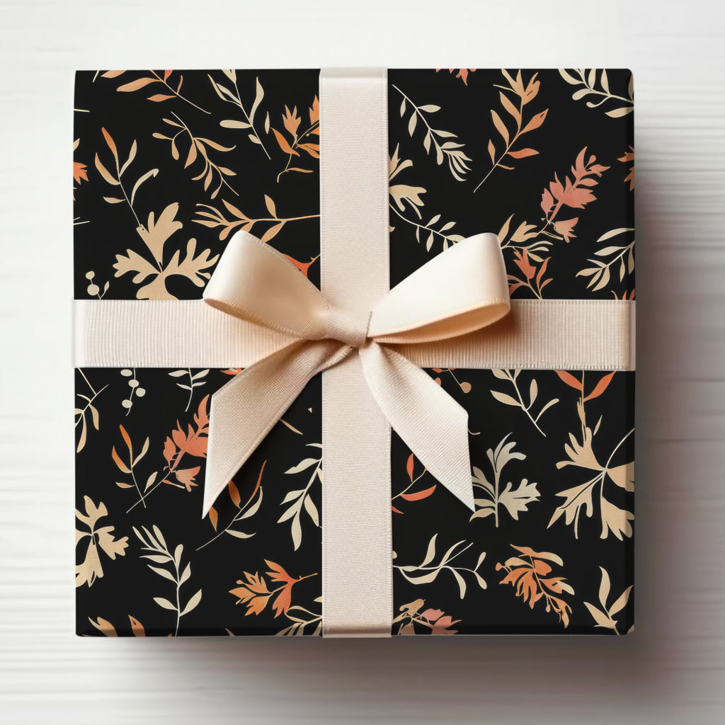 Elegant Black and Gold Floral Wrapped Gift Box