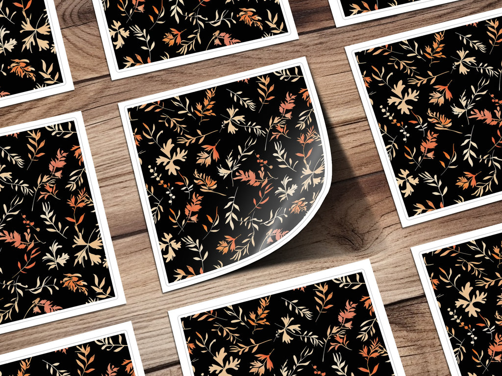 Intricate Floral Black Background Design Sticker Pack