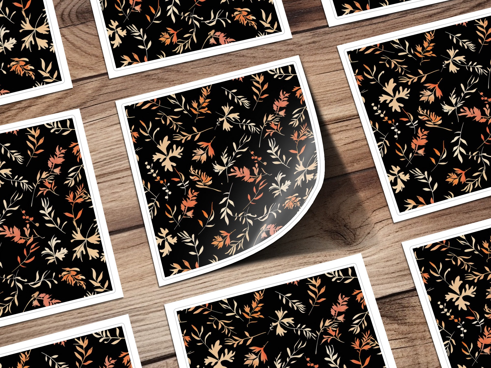Intricate Floral Black Background Design Sticker Pack