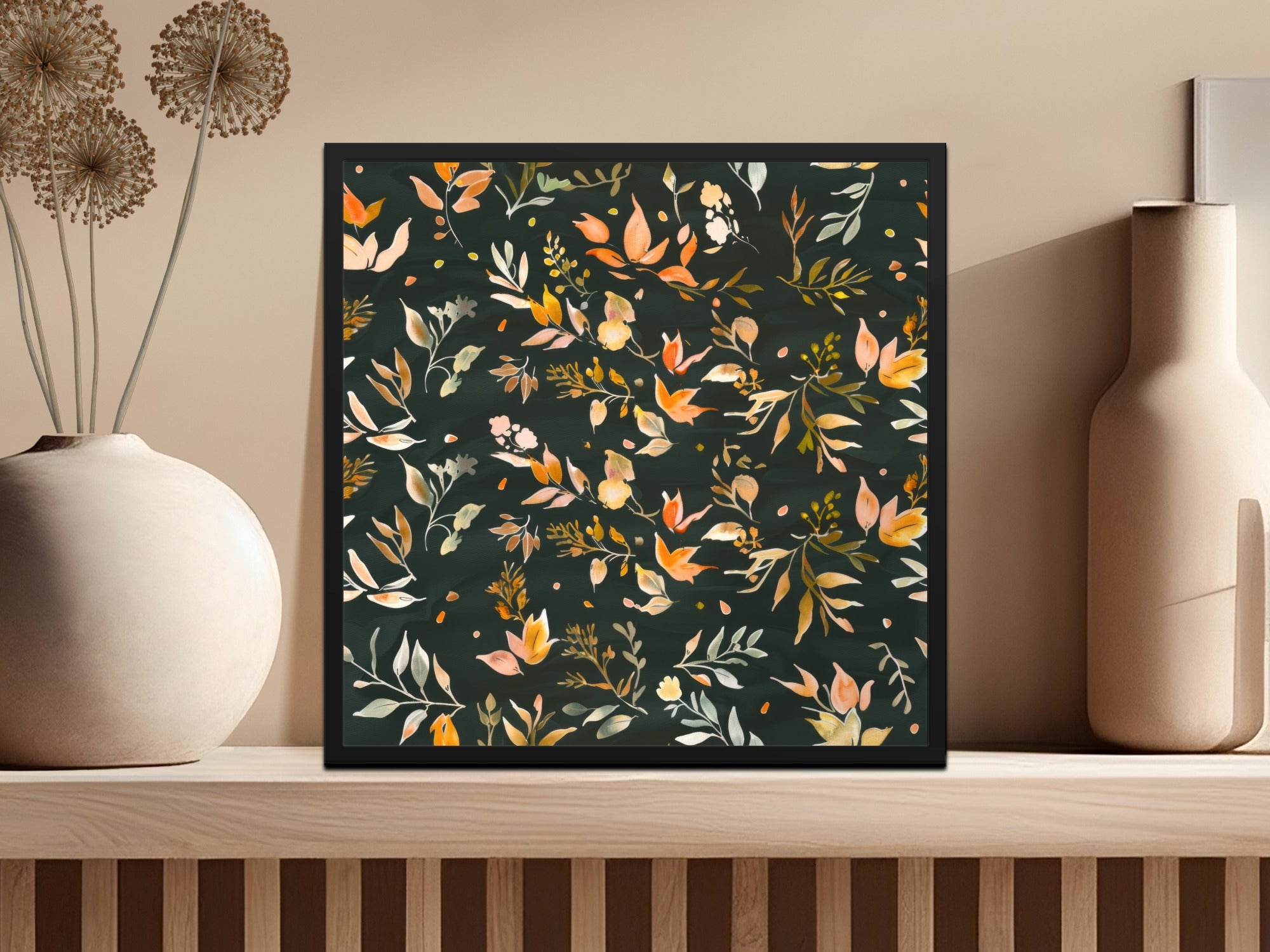 Nature-Inspired Floral Pattern Artwork for Home Decor