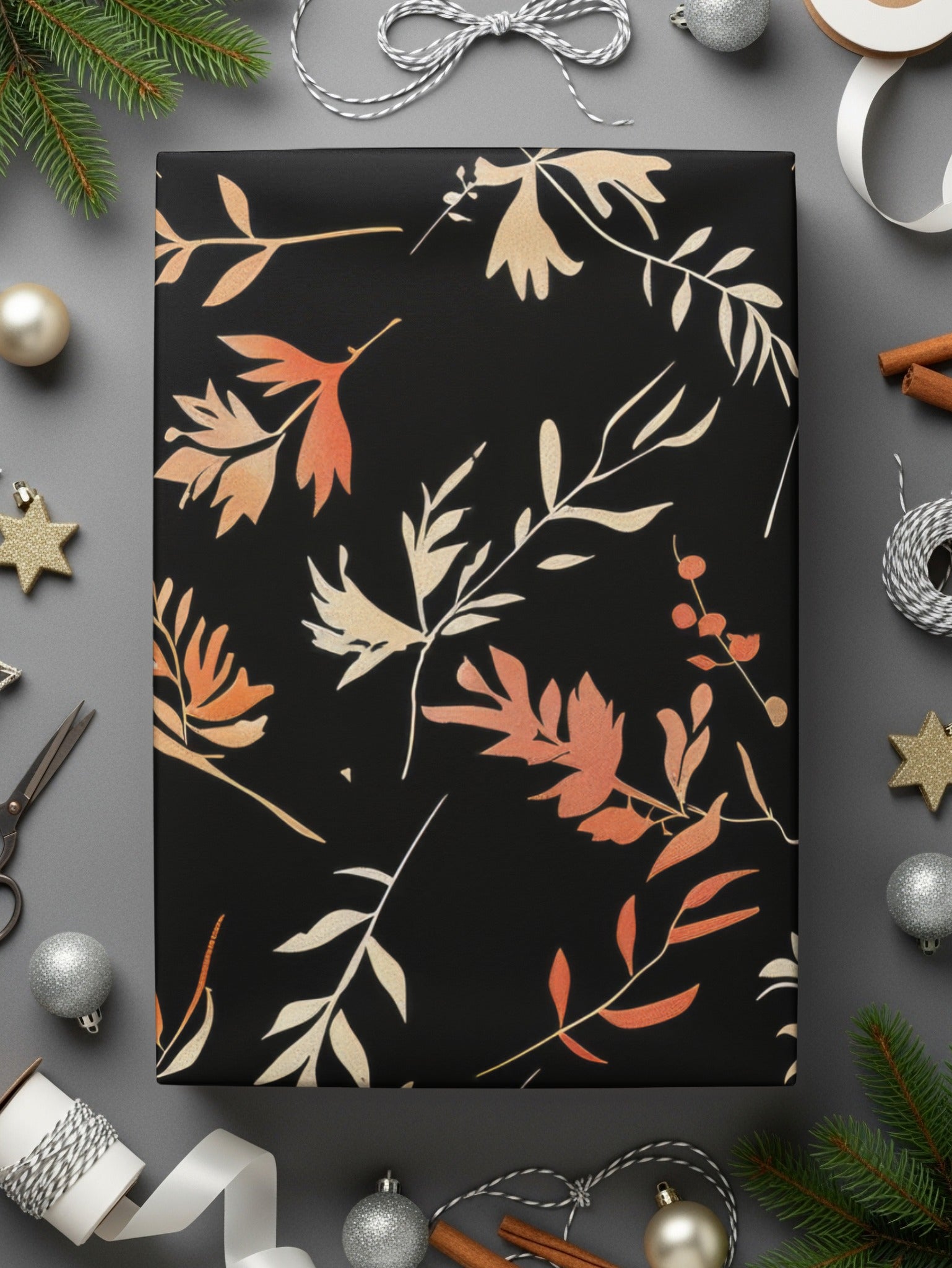 Elegant Botanical Themed Gift Wrap for Holiday Season