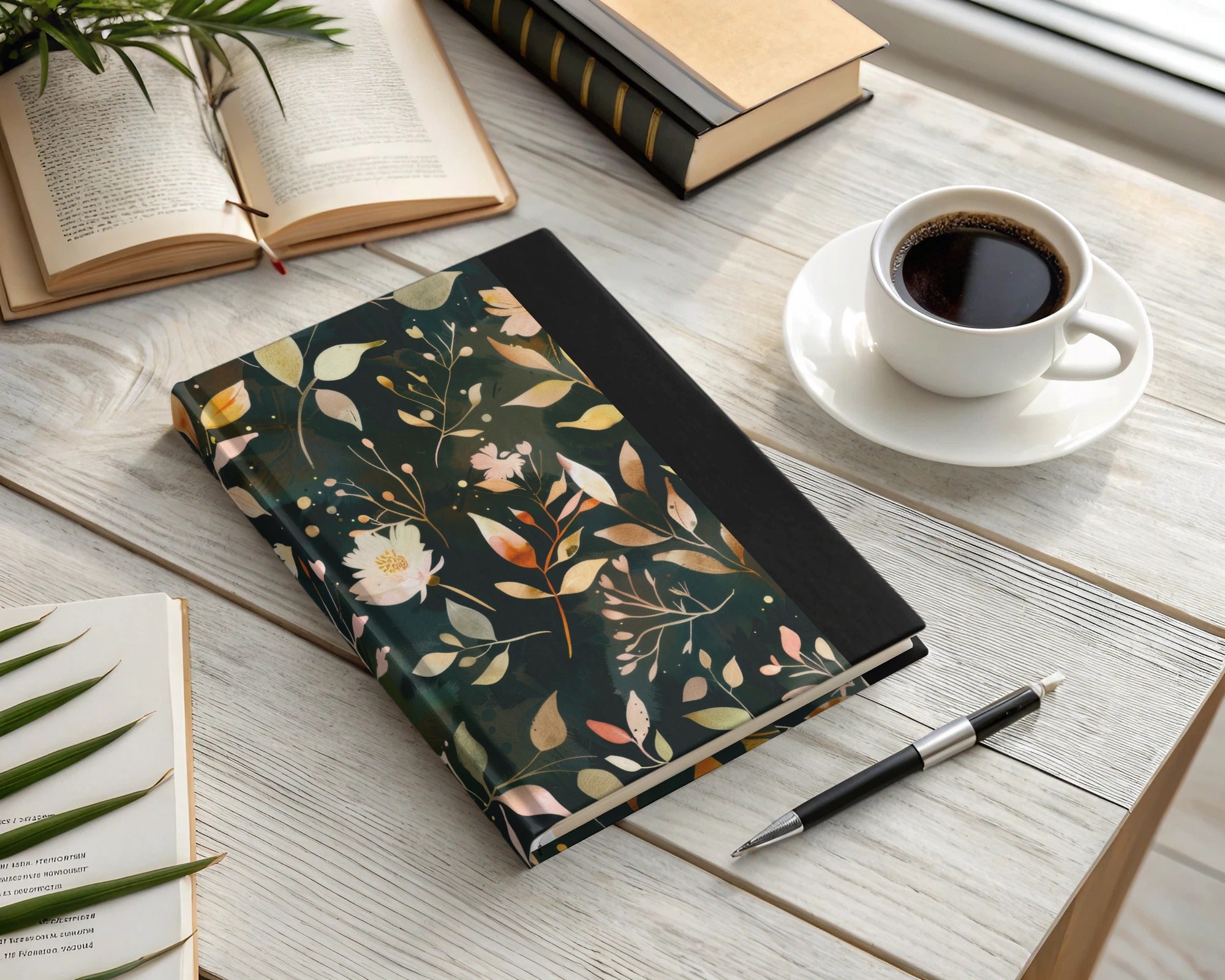 Elegant Floral Design Hardcover Notebook for Daily Journaling