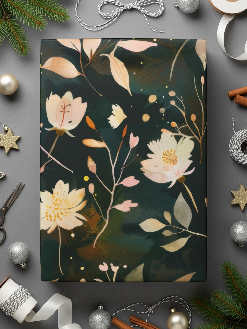Elegant Botanical Floral Design Gift Wrap Paper