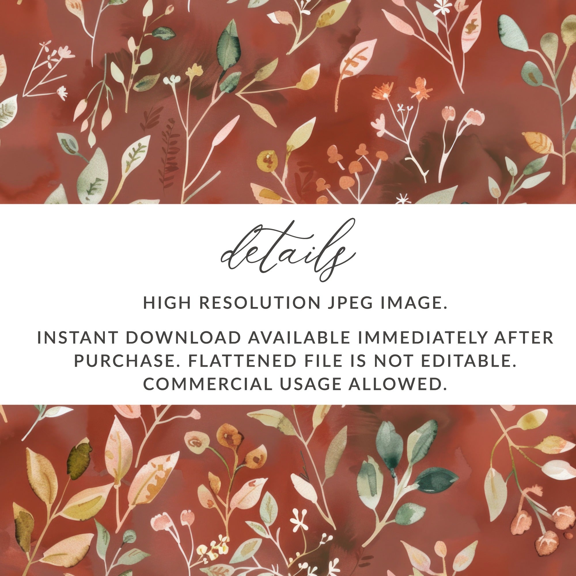 Floral Watercolor High Resolution Instant Download Image