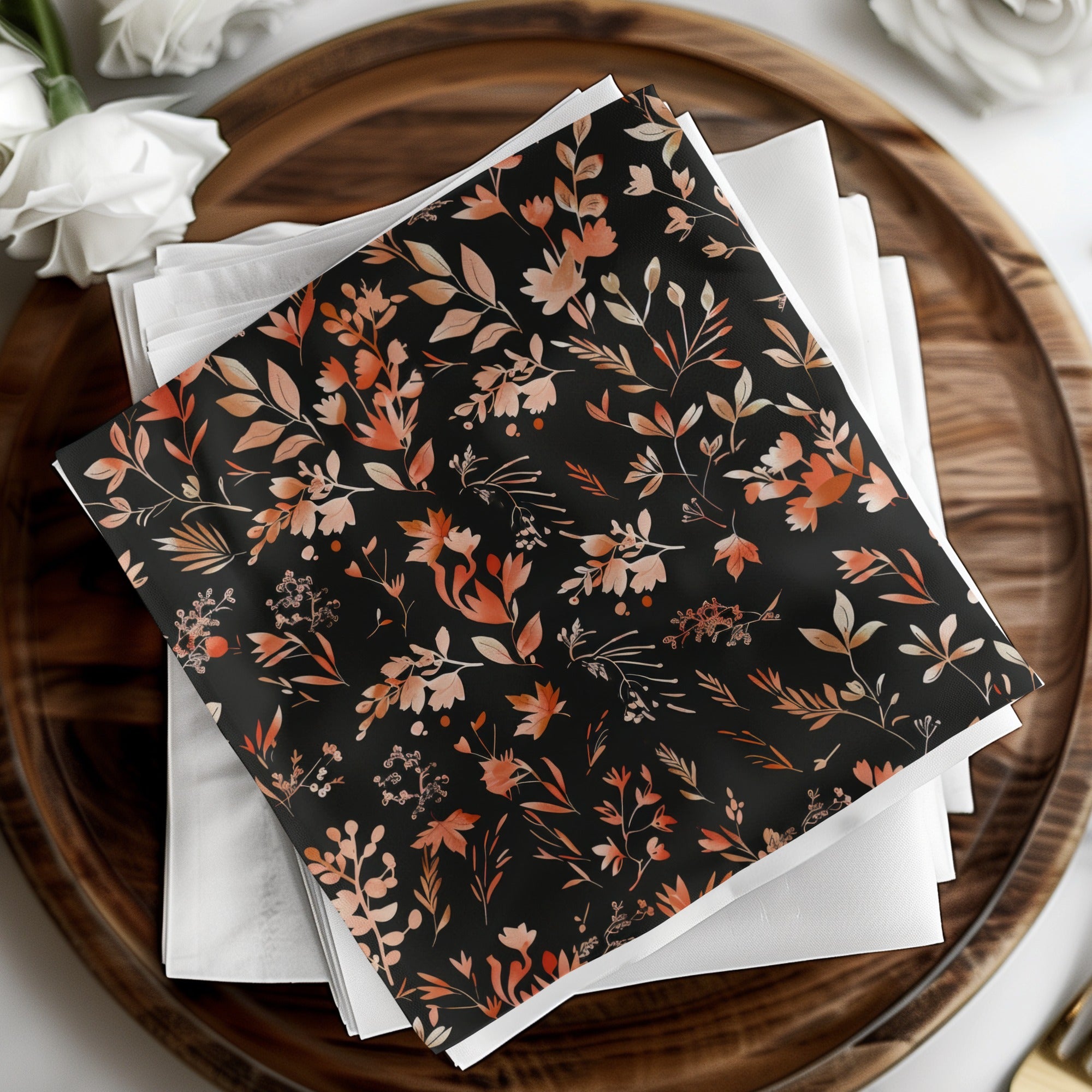 Autumn Floral Patterned Decorative Fabric Squares