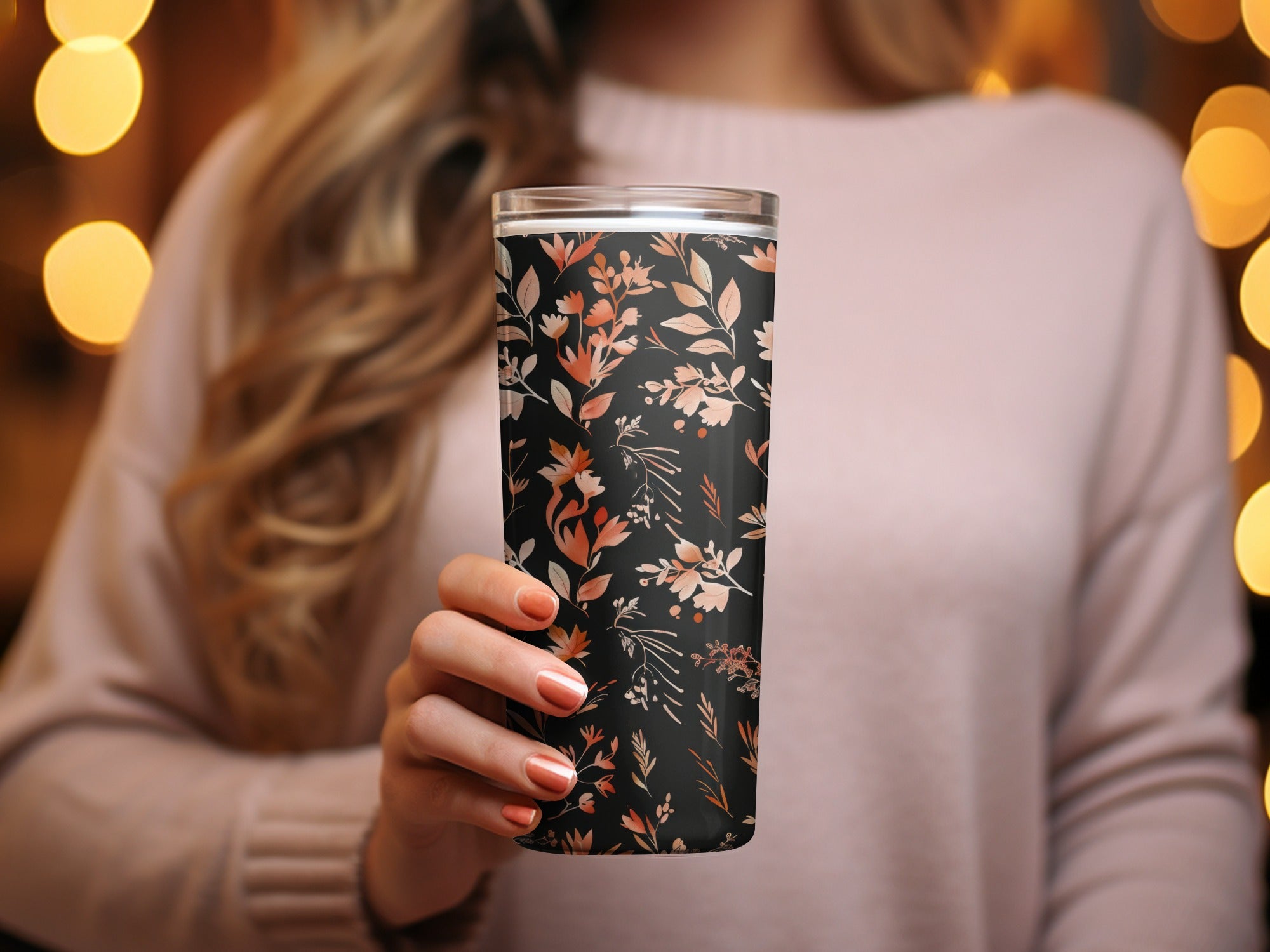 Floral Pattern Insulated Travel Mug for Hot and Cold Drinks