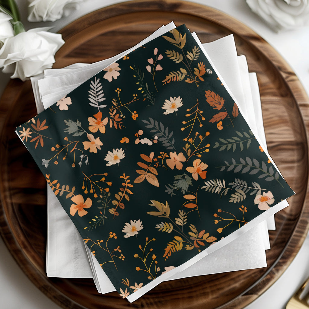 Elegant Floral Design Printed Table Napkins Set