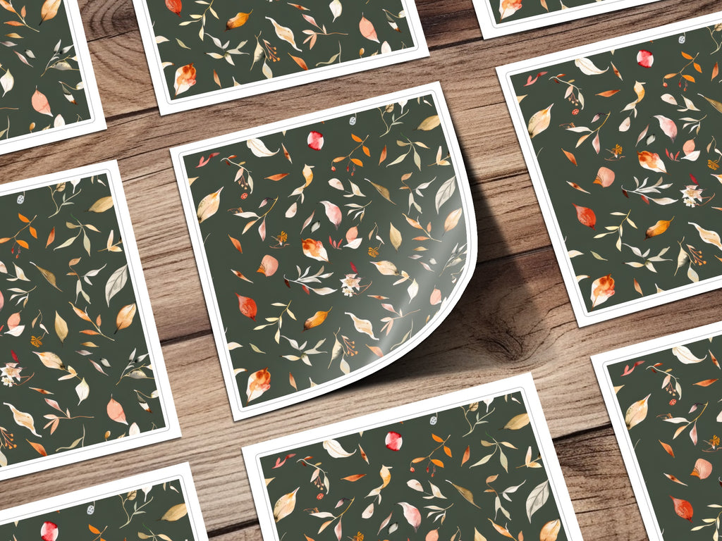 Elegant Floral Pattern Leaf Design Stickers Set