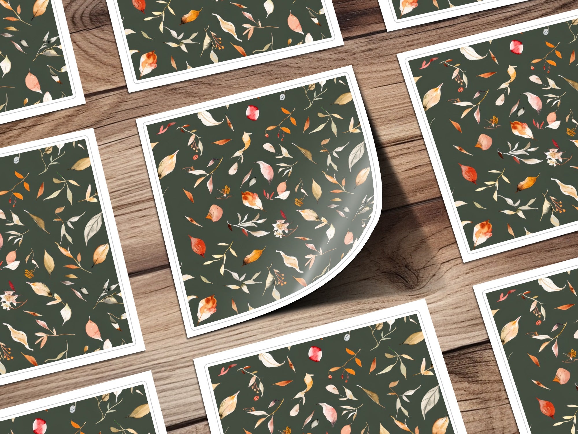 Elegant Floral Pattern Leaf Design Stickers Set