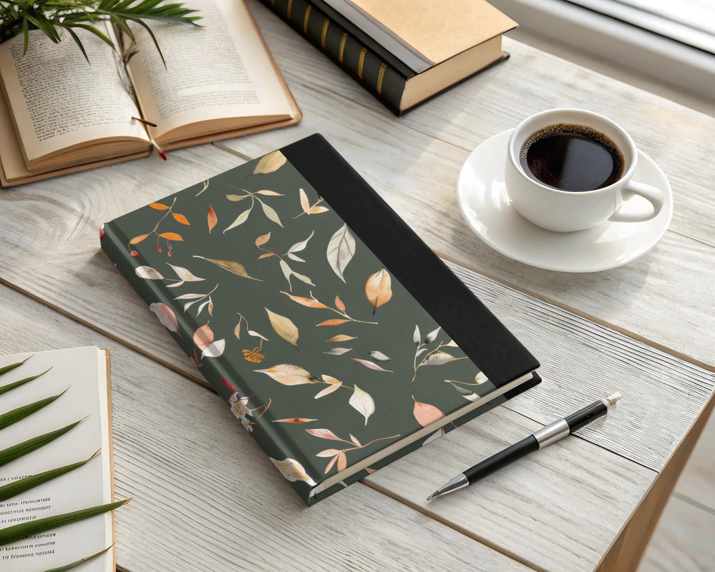Botanical Leaf Pattern Hardcover Notebook for Daily Use