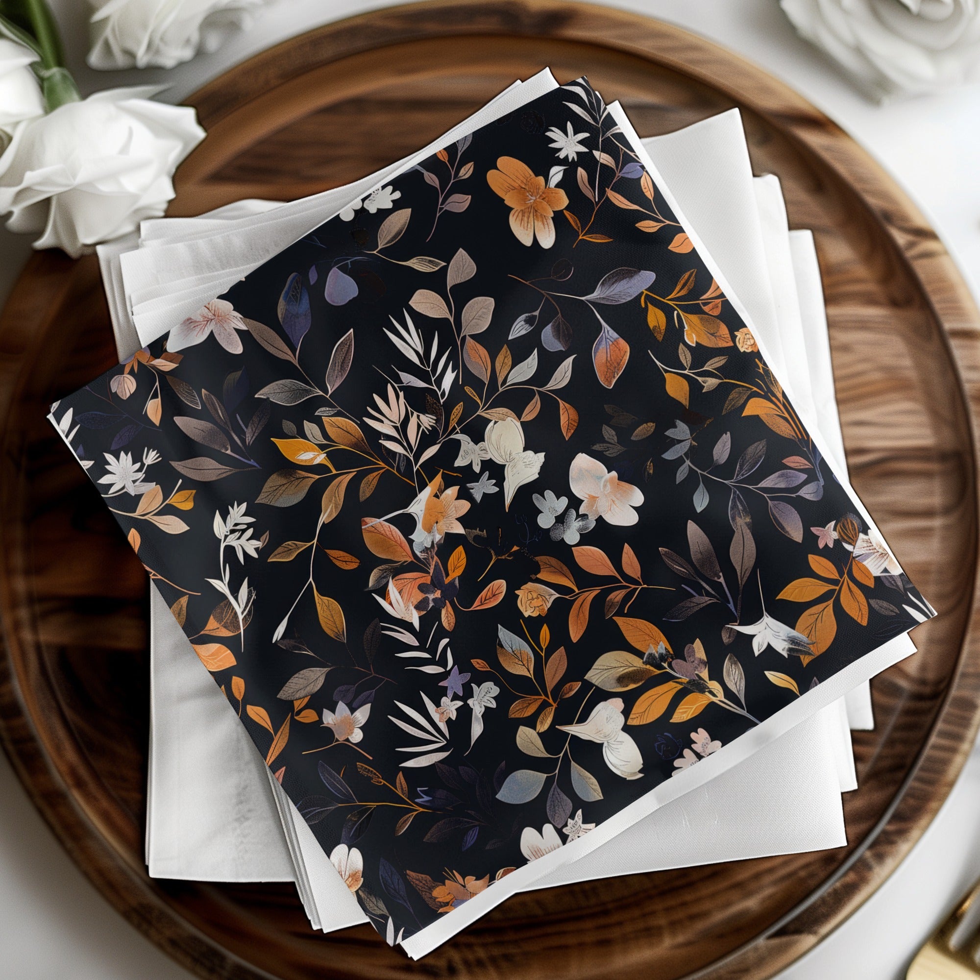 Elegant Autumn Floral Pattern Napkin Set