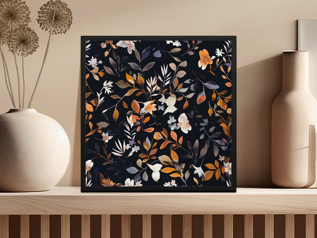 Elegant Floral Art Print with Dark Background Poster