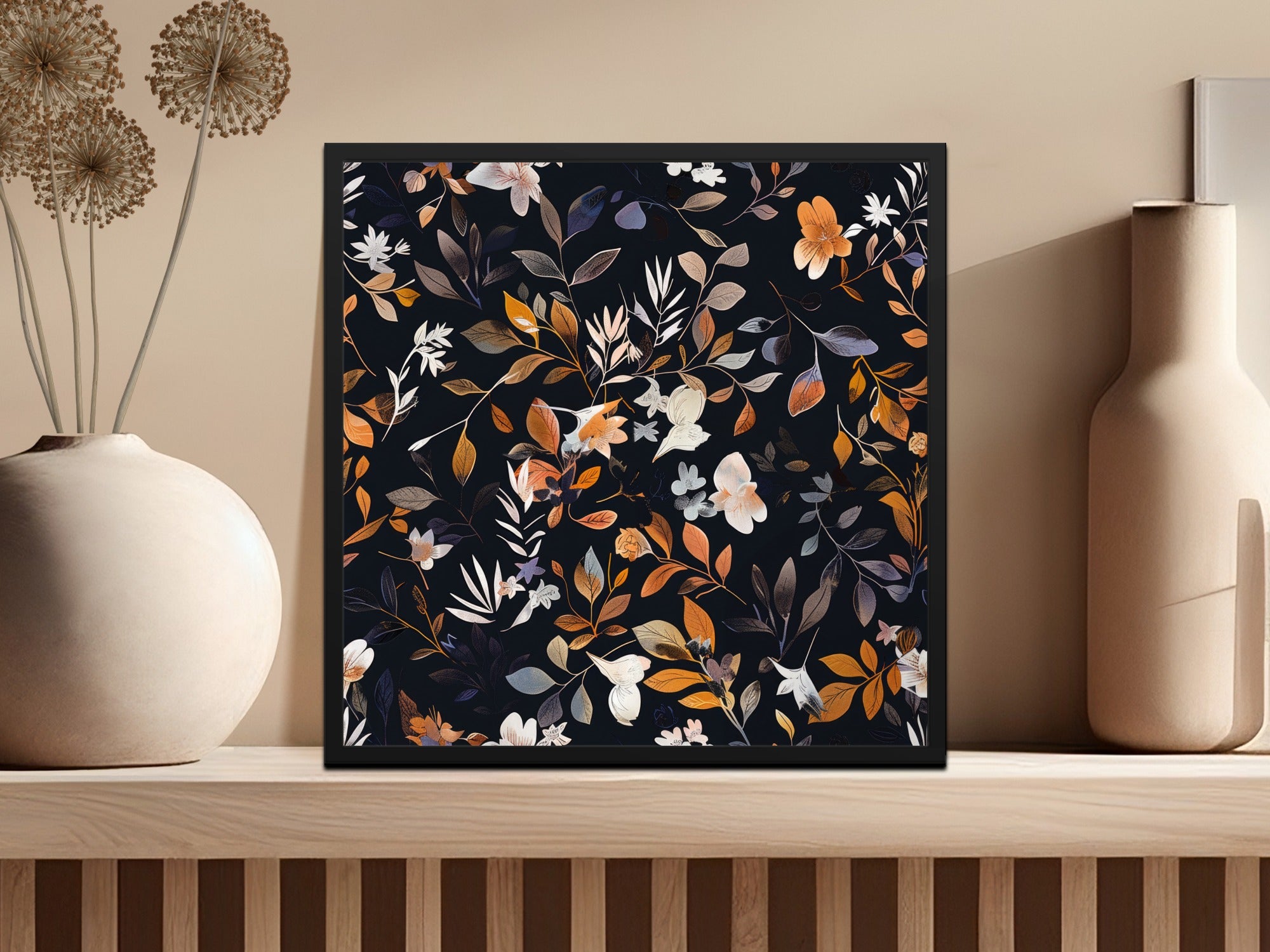 Elegant Floral Art Print with Dark Background Poster