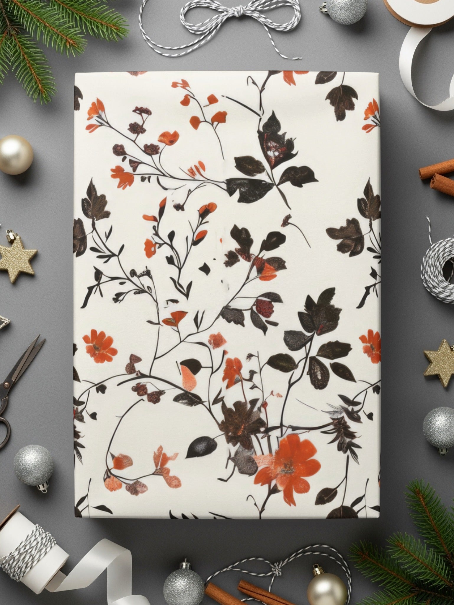 Elegant Floral Gift Wrap with Autumn Hues Wrapping Paper