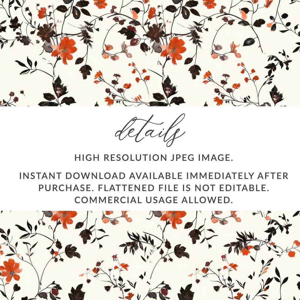 High Resolution Orange Floral Pattern Digital Download