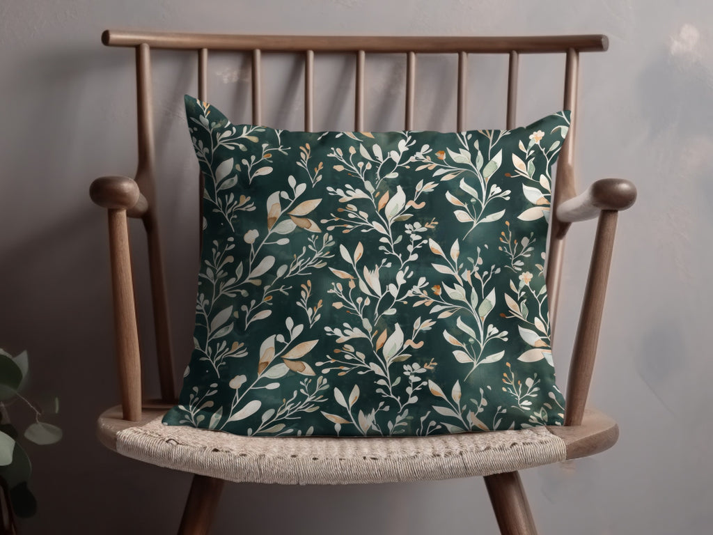Decorative Green Floral Throw Pillow for Home Decor