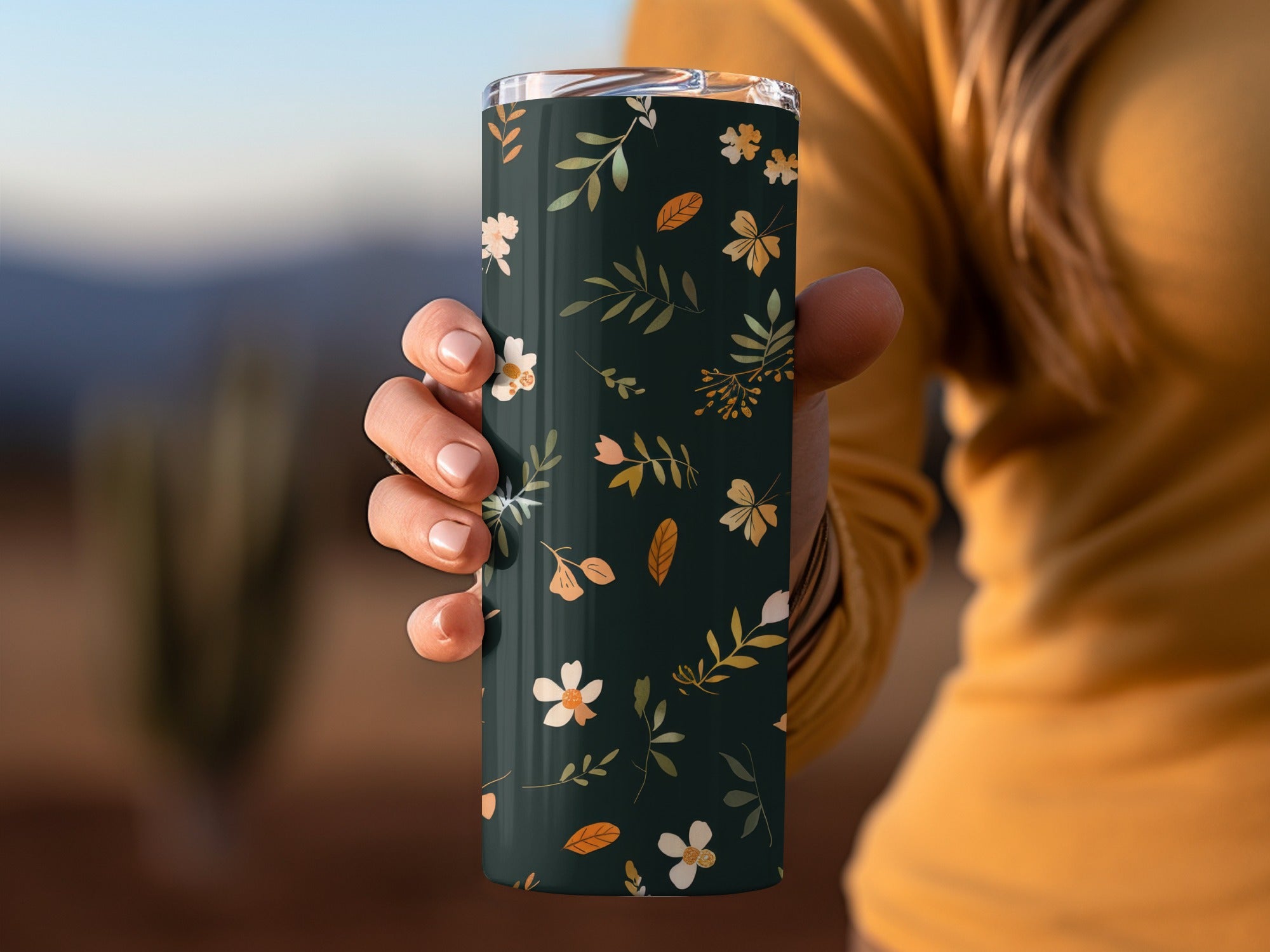 Floral Patterned Tumbler Travel Mug for Hot and Cold Drinks
