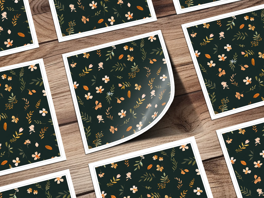 Floral Pattern Dark Background Sticker product