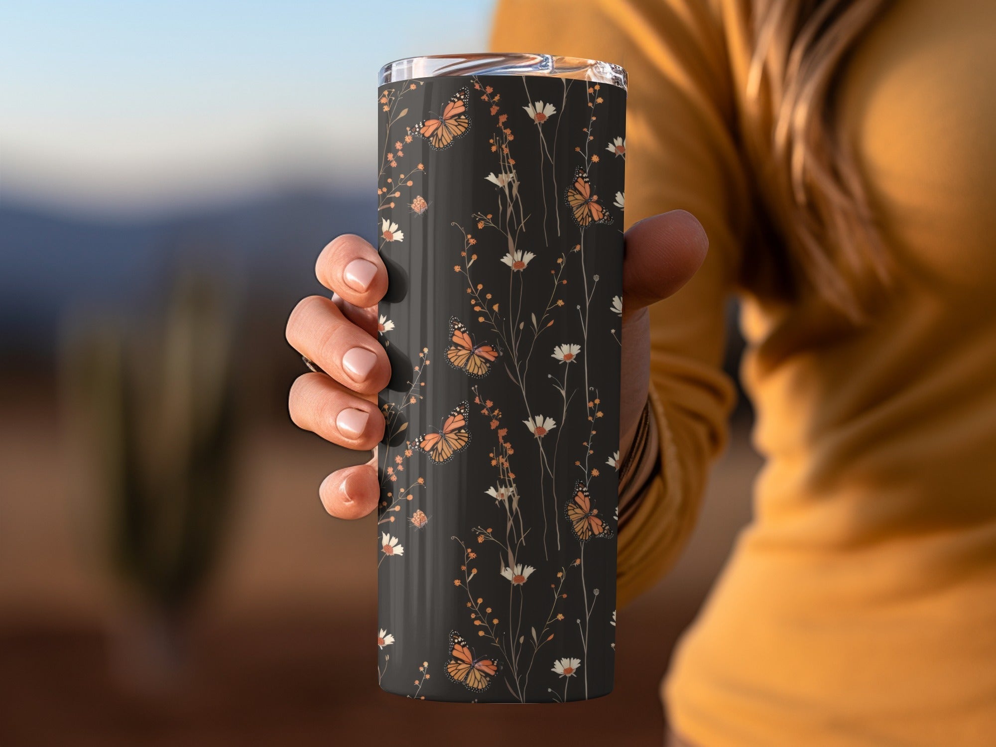 Dark Wildflowers and Butterflies Summer Pattern Dark Background Digital - Moore and Mountain