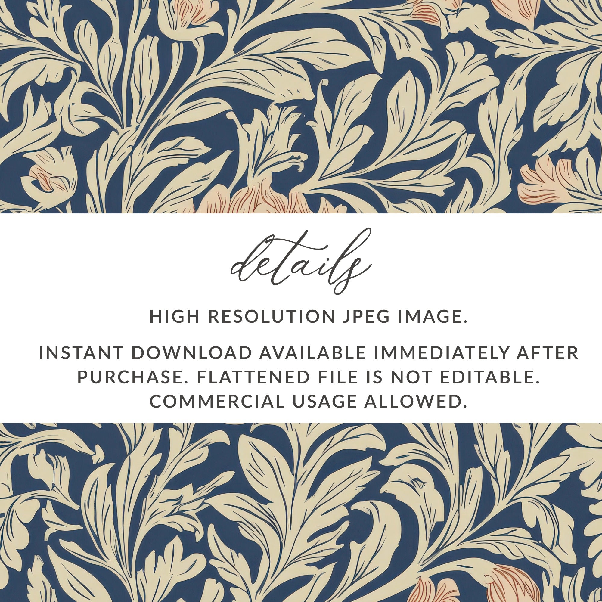 Dark William Morris Larkspur Print Floral Pattern - Moore and Mountain