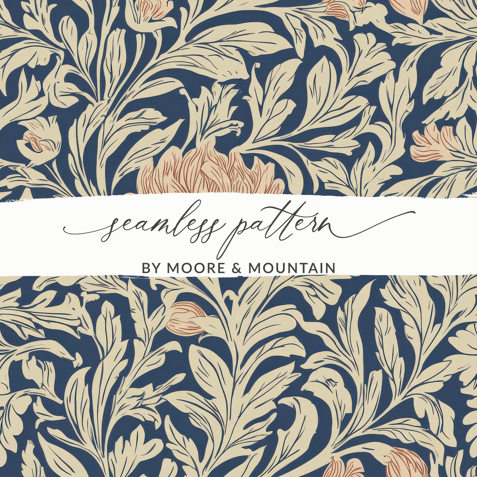 Dark William Morris Larkspur Print Floral Pattern - Moore and Mountain