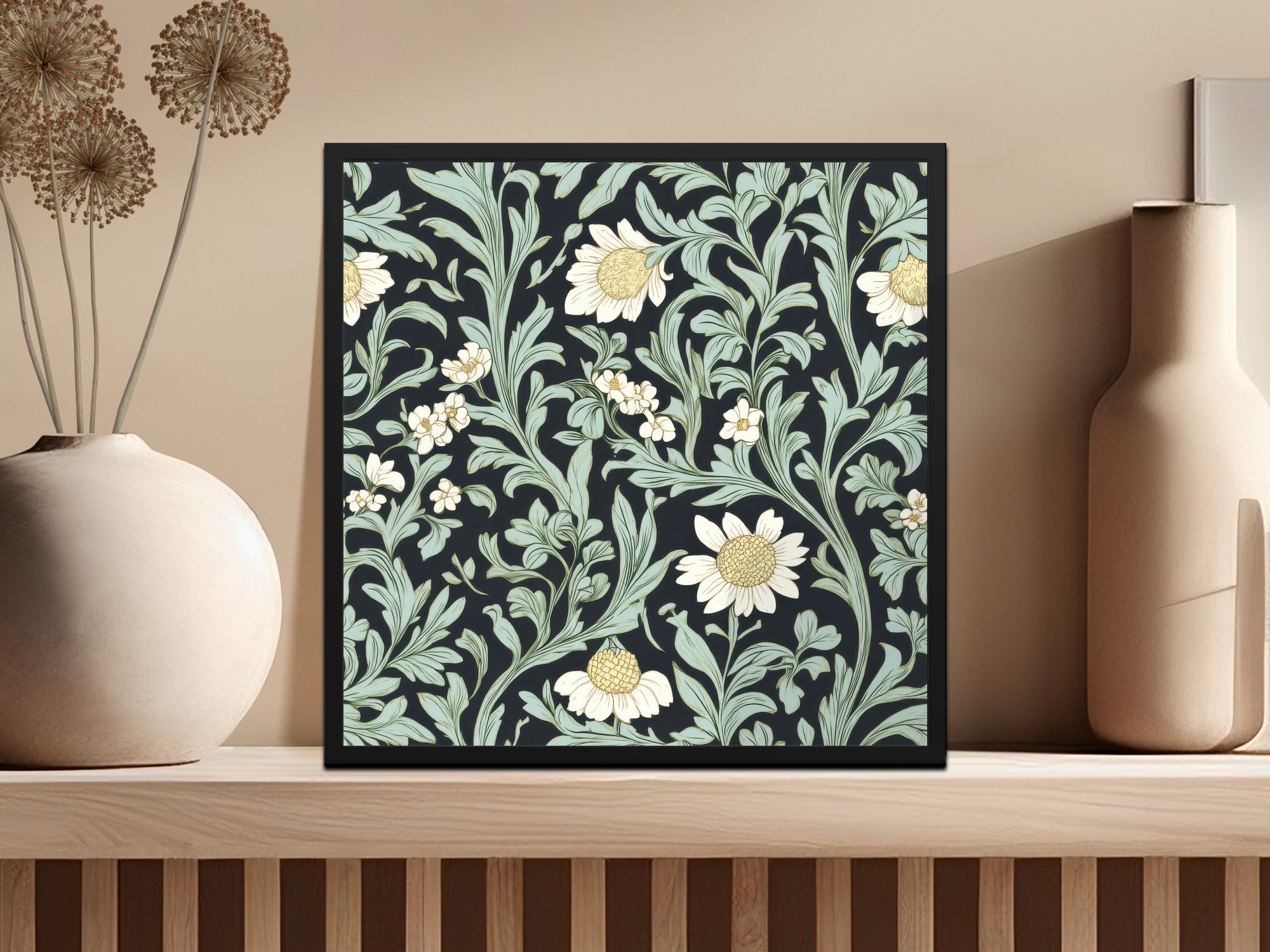Dark William Morris Larkspur Print Seamless Background Digital - Moore and Mountain