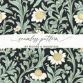 Dark William Morris Larkspur Print Seamless Background Digital - Moore and Mountain
