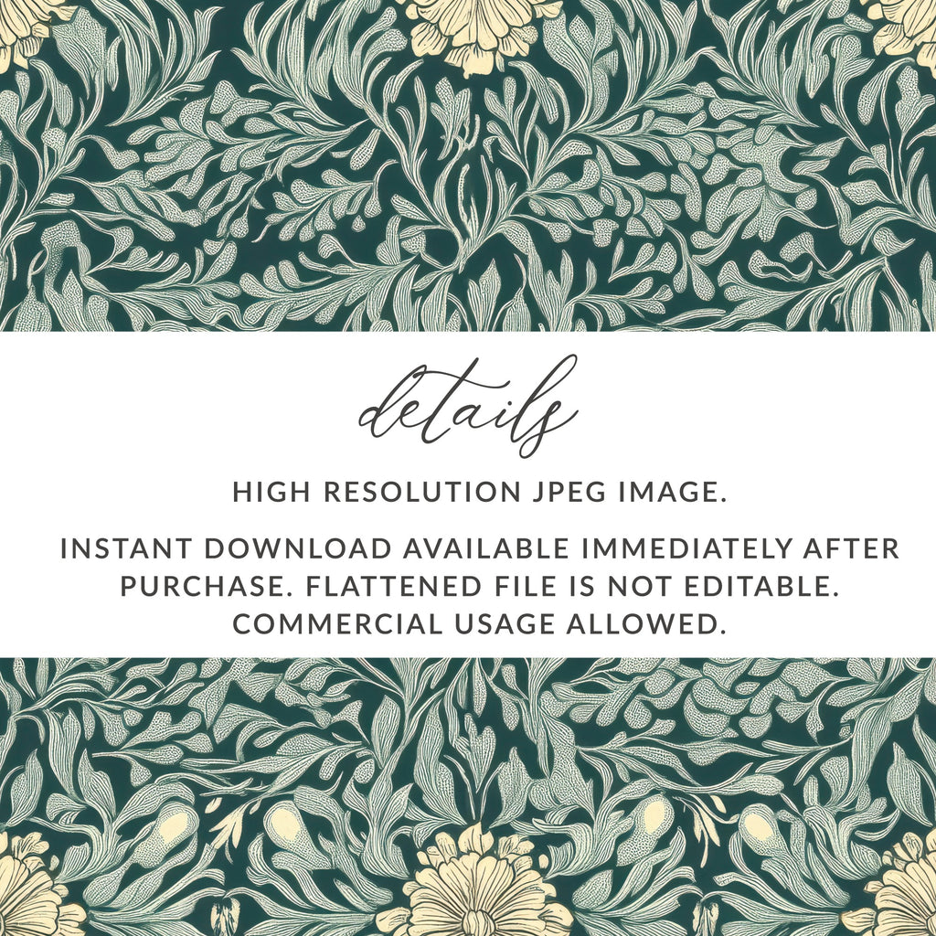 Dark William Morris Seamless Pattern Background For Commercial Use - Moore and Mountain
