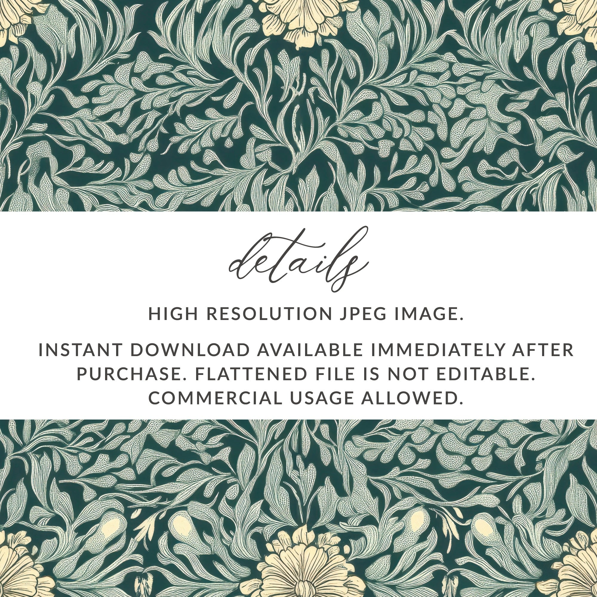 Dark William Morris Seamless Pattern Background For Commercial Use - Moore and Mountain