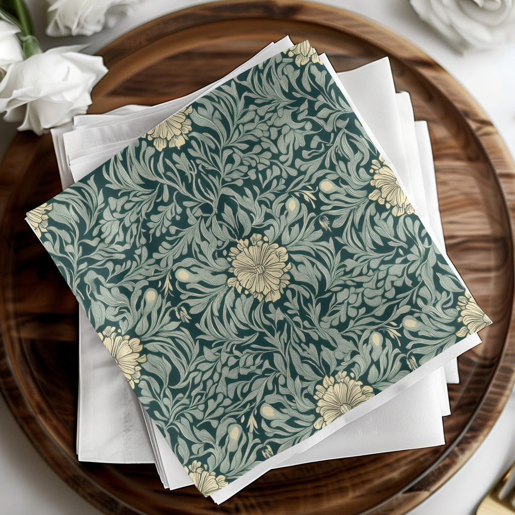 Dark William Morris Seamless Pattern Background For Commercial Use - Moore and Mountain