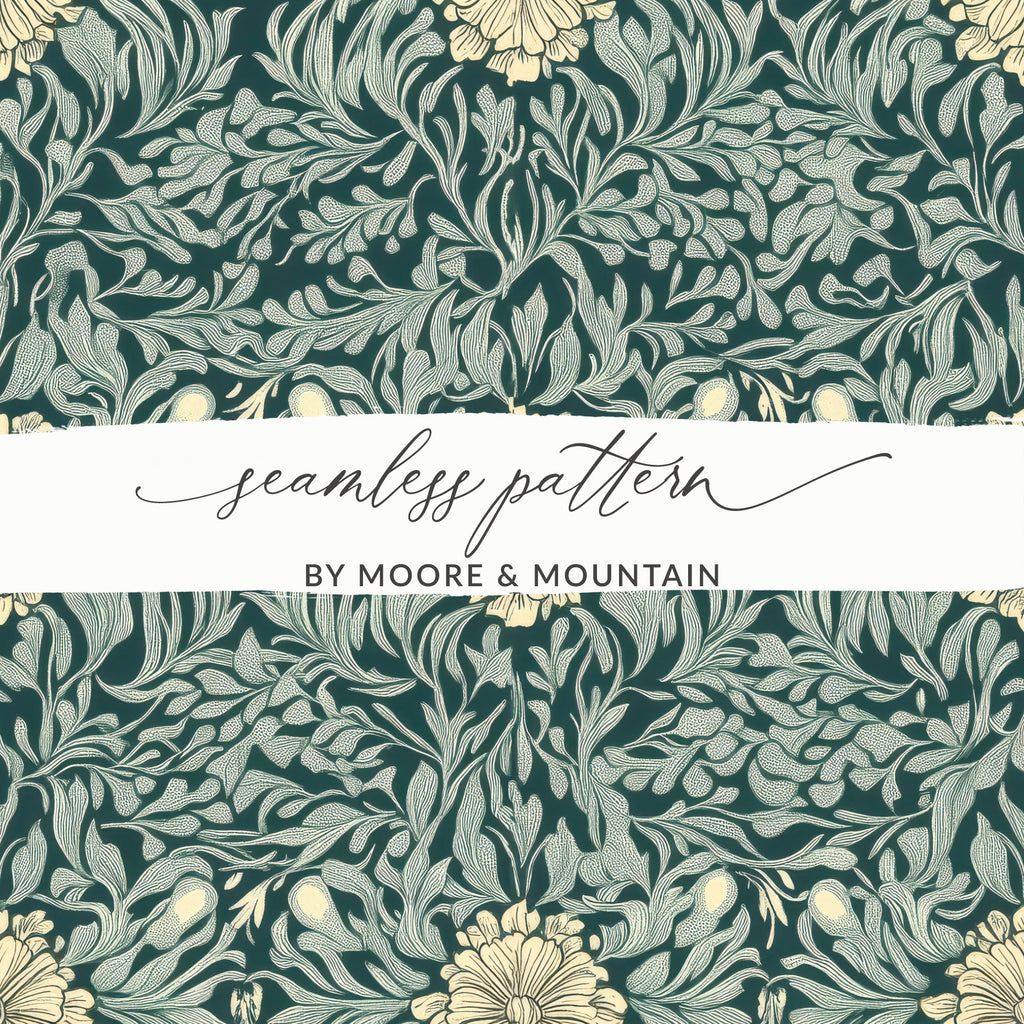 Dark William Morris Seamless Pattern Background For Commercial Use - Moore and Mountain
