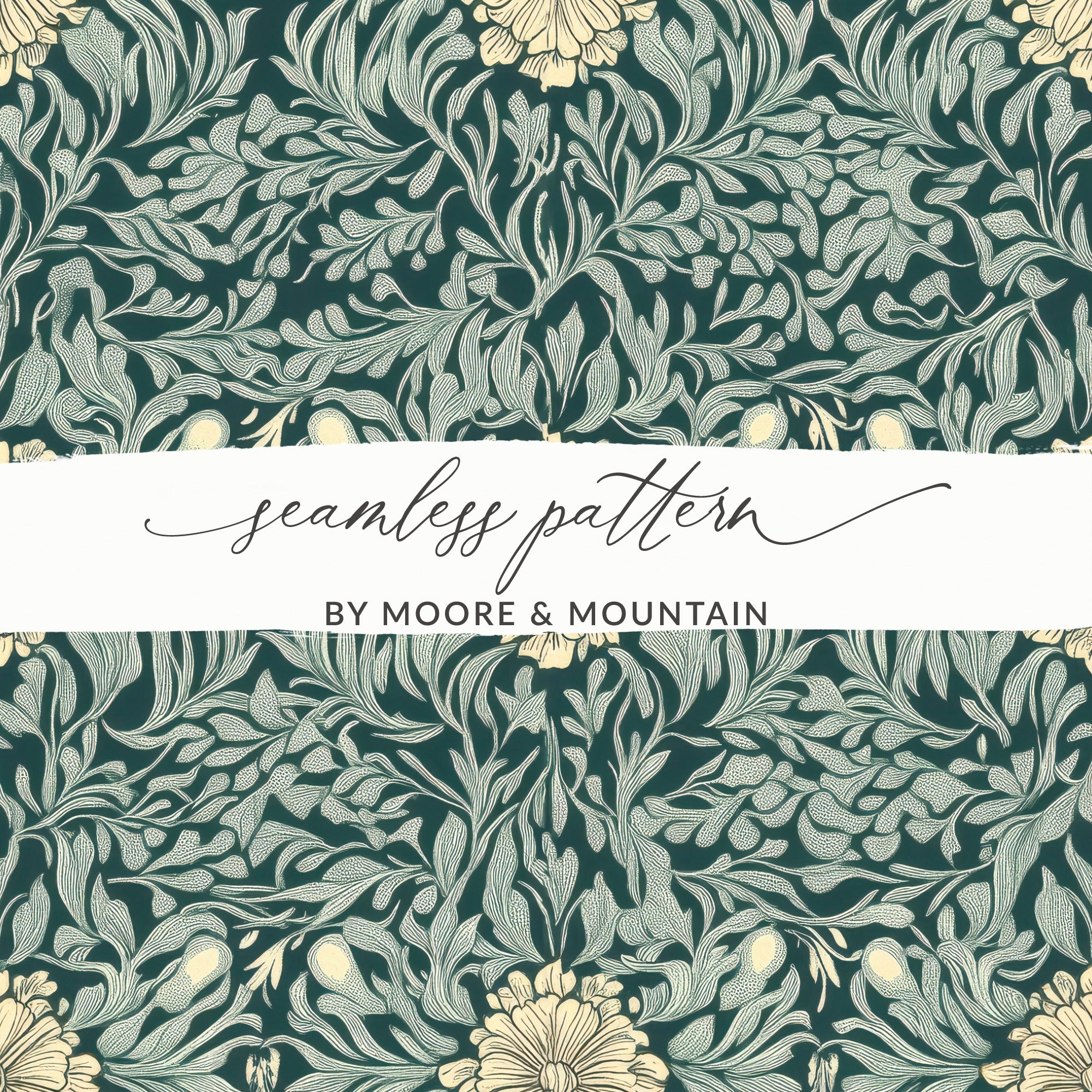 Dark William Morris Seamless Pattern Background For Commercial Use - Moore and Mountain