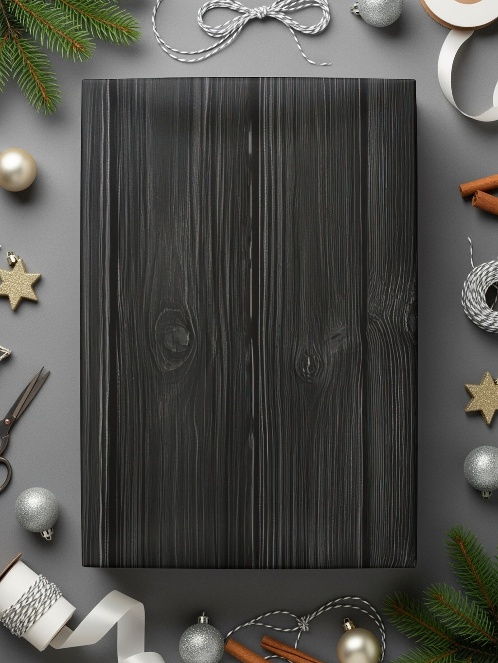 Elegant Black Wooden Pattern Gift Wrapping Paper