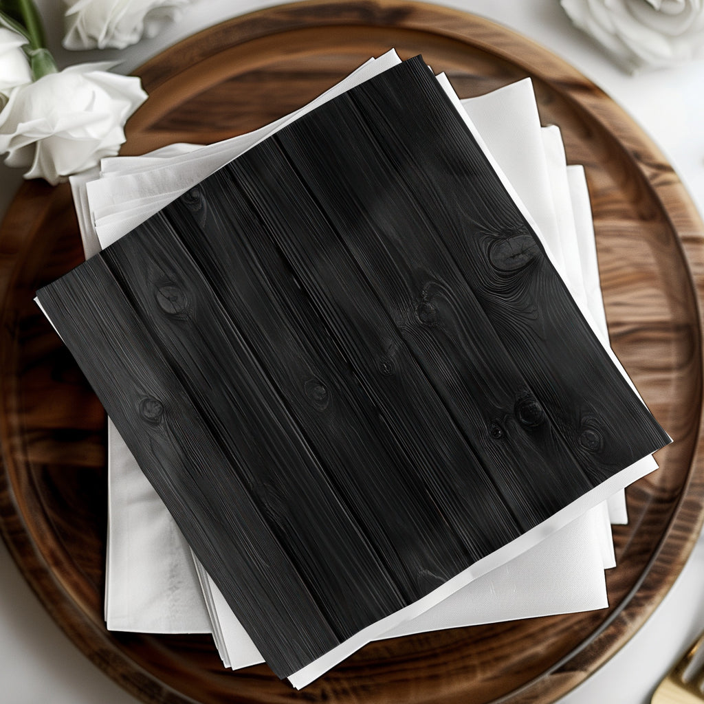 Black Wooden Design Napkins for Elegant Table Setting