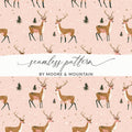 Deer Digital Paper, Seamless Pattern, Christmas Design, Pink Background, Winter Animals, Holiday Digital Download, Deer Illustration - Moore and Mountain