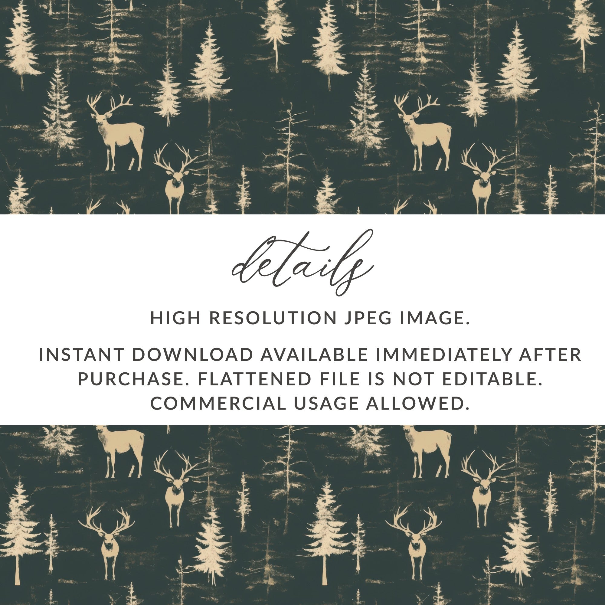 Deer In Forest Trees Pattern Seamless Background Digital - Moore and Mountain