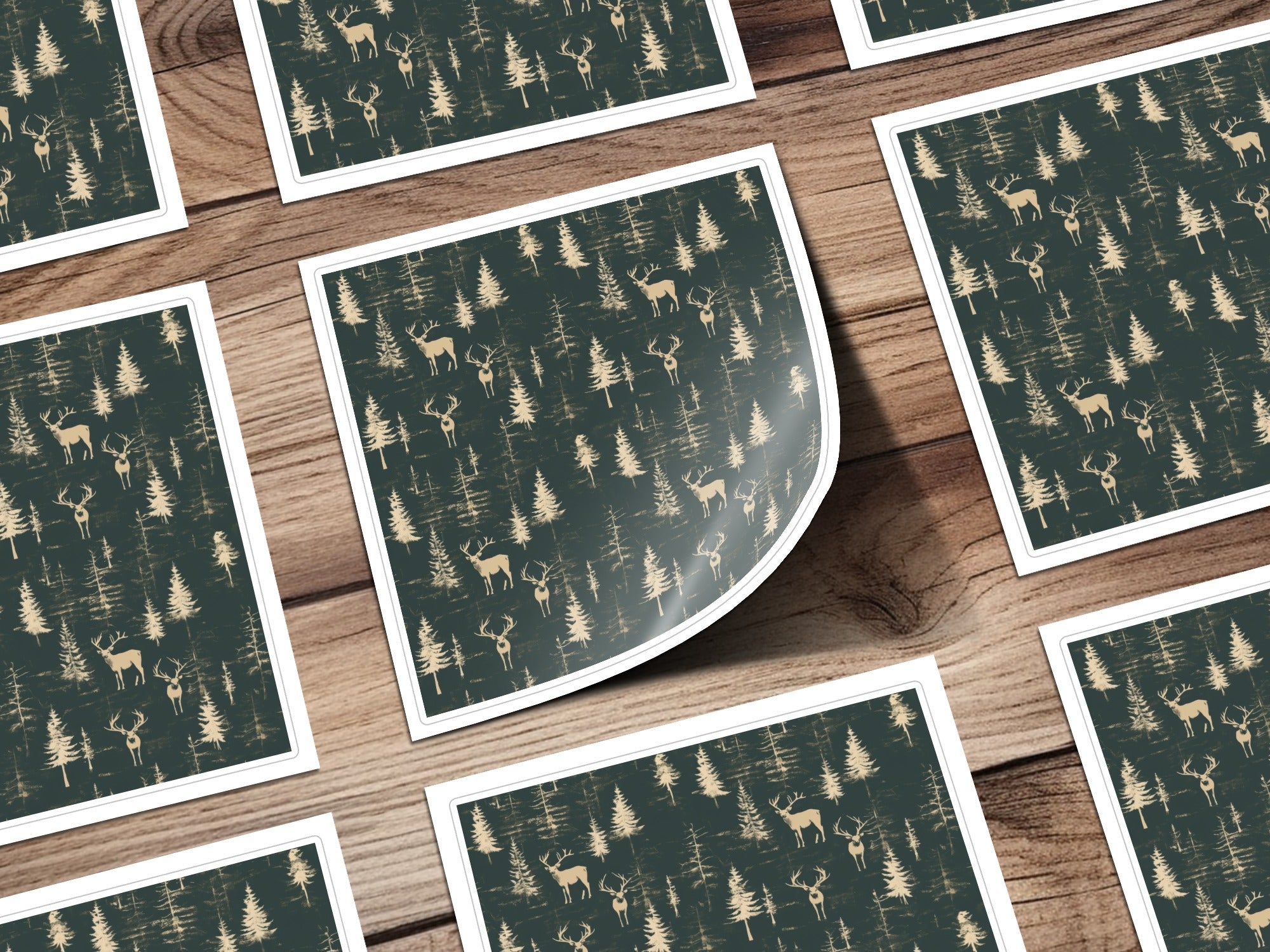 Deer In Forest Trees Pattern Seamless Background Digital - Moore and Mountain