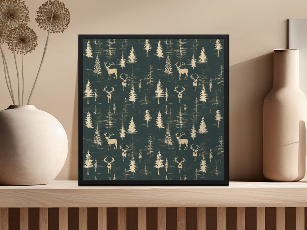 Deer In Forest Trees Pattern Seamless Background Digital - Moore and Mountain