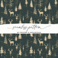 Deer In Forest Trees Pattern Seamless Background Digital - Moore and Mountain