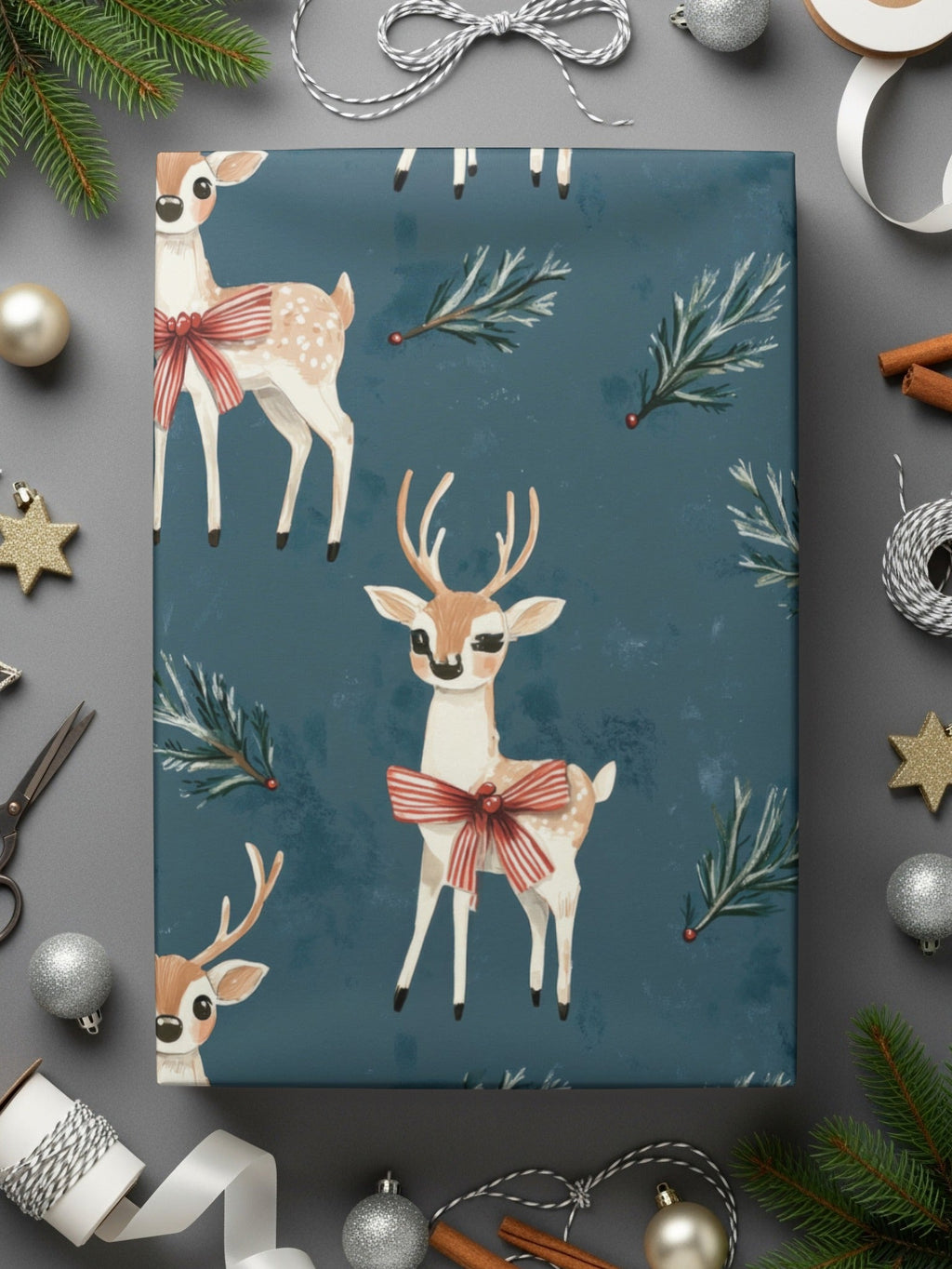 Deer Seamless Pattern, Christmas Digital Paper, Winter Holiday Design, Festive Background, Scrapbook Paper, Cute Reindeer Pattern, 12x12 - Moore and Mountain