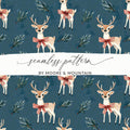 Deer Seamless Pattern, Christmas Digital Paper, Winter Holiday Design, Festive Background, Scrapbook Paper, Cute Reindeer Pattern, 12x12 - Moore and Mountain