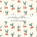 Deer with Bow Digital Paper, Christmas Seamless Pattern, Festive Repeat Pattern, Cute Holiday Pattern, Digital Download for Fabric, Craft - Moore and Mountain