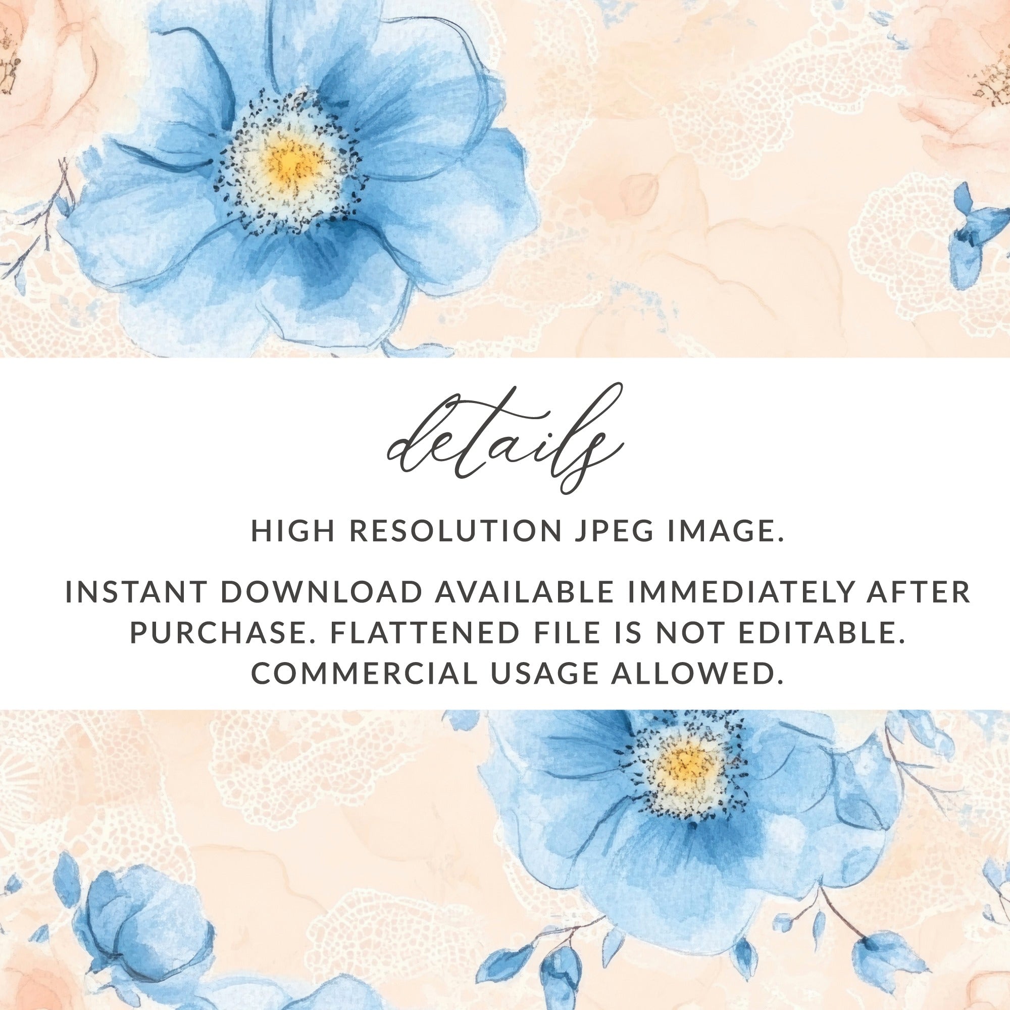 Delicate Floral Watercolor Seamless Grandmillennial Digital - Moore and Mountain