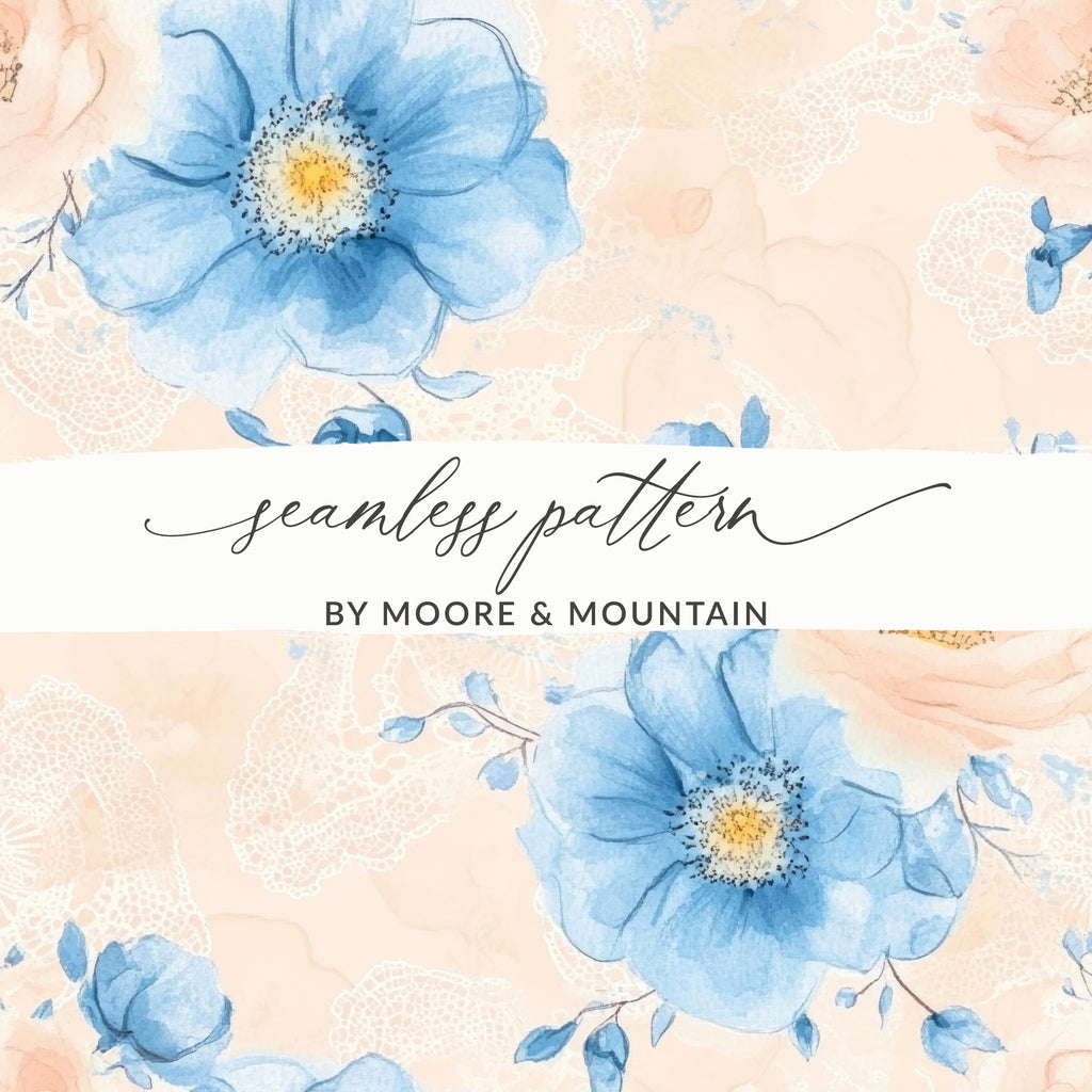 Delicate Floral Watercolor Seamless Grandmillennial Digital - Moore and Mountain