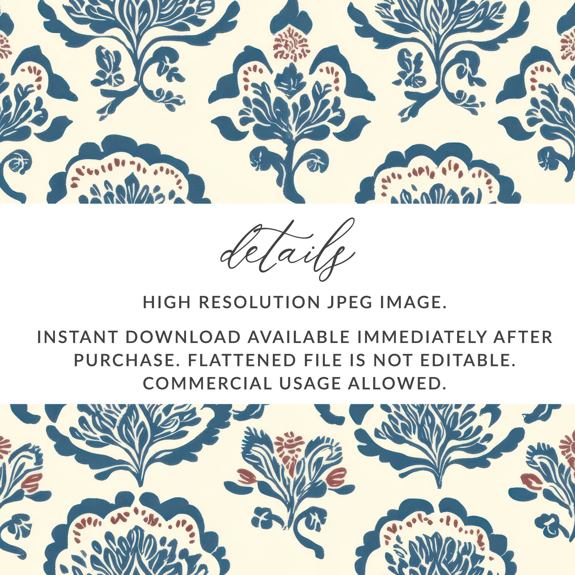 Delicate Indigo Flower Seamless Pattern Background Print - Moore and Mountain