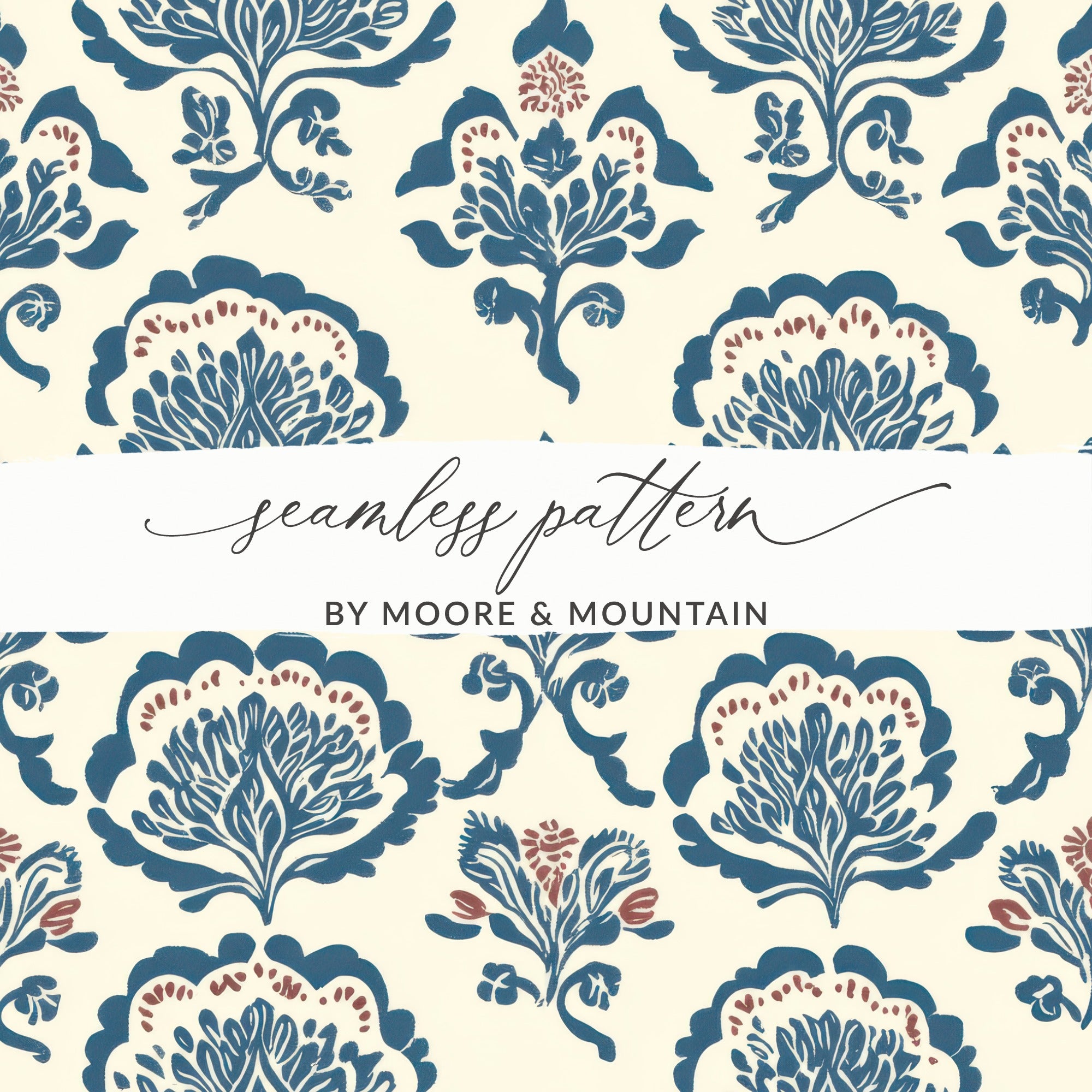 Delicate Indigo Flower Seamless Pattern Background Print - Moore and Mountain
