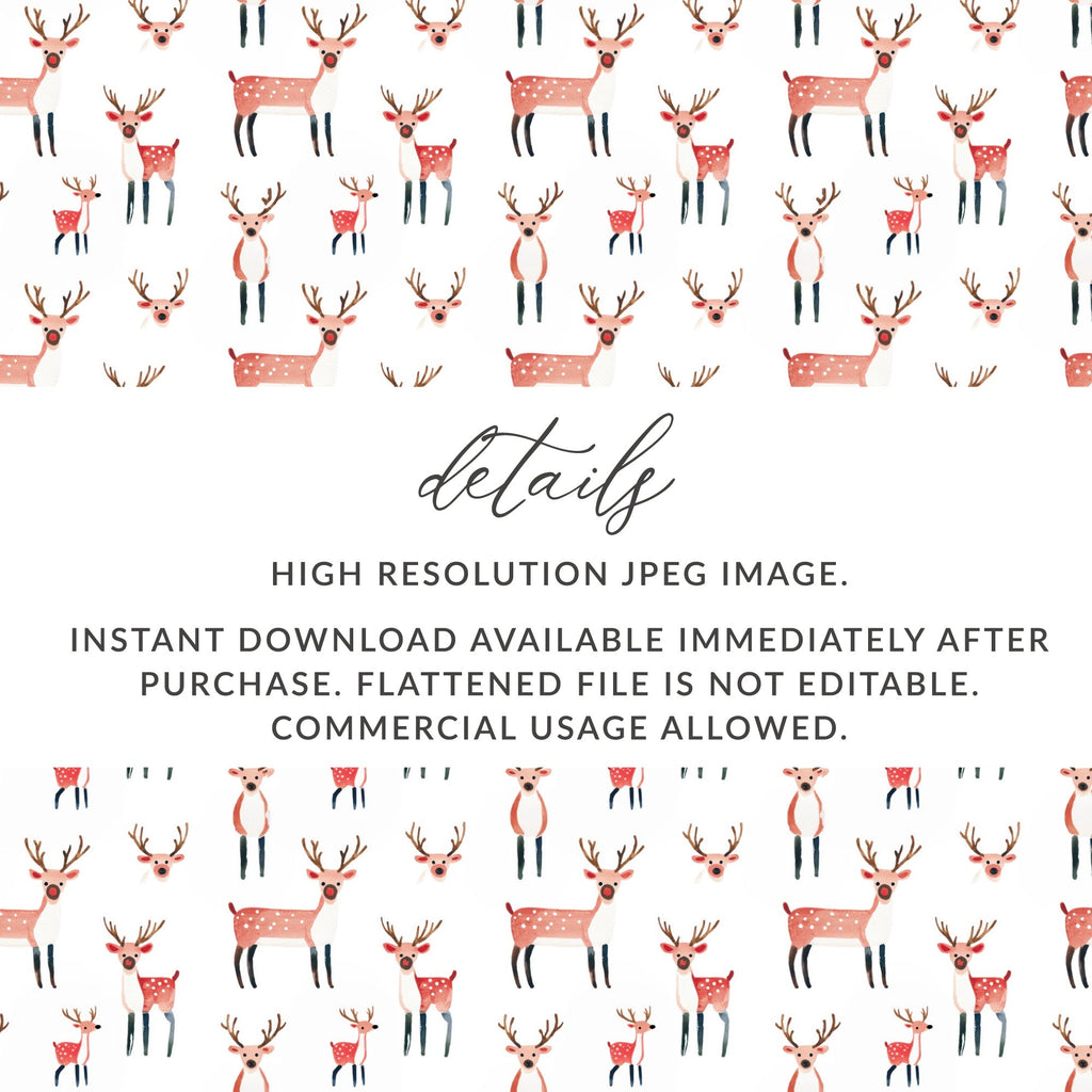 Delightful Reindeer Seamless Pattern Illustration Design Digital, Winter Pattern Seamless Deer - Moore and Mountain