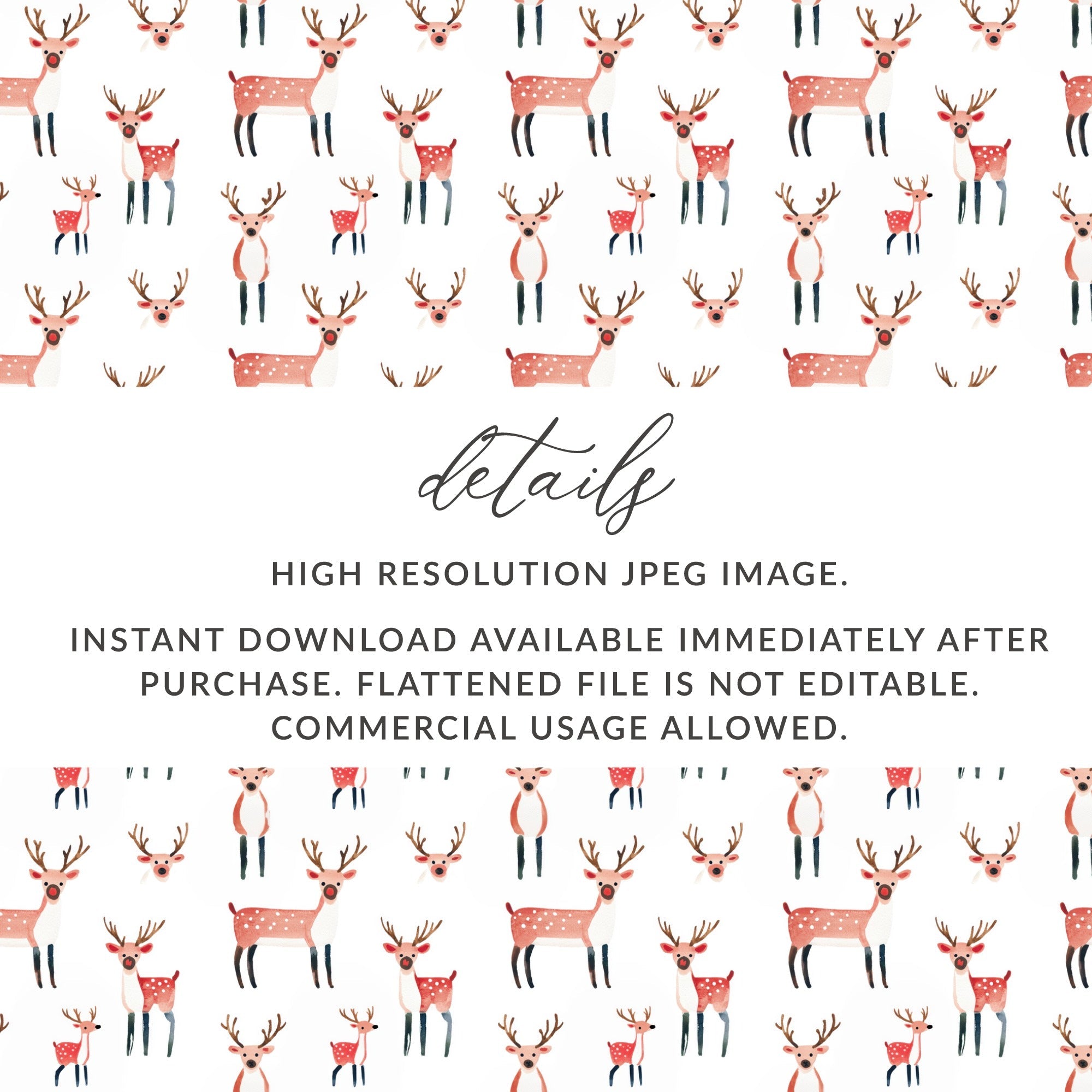 Delightful Reindeer Seamless Pattern Illustration Design Digital, Winter Pattern Seamless Deer - Moore and Mountain